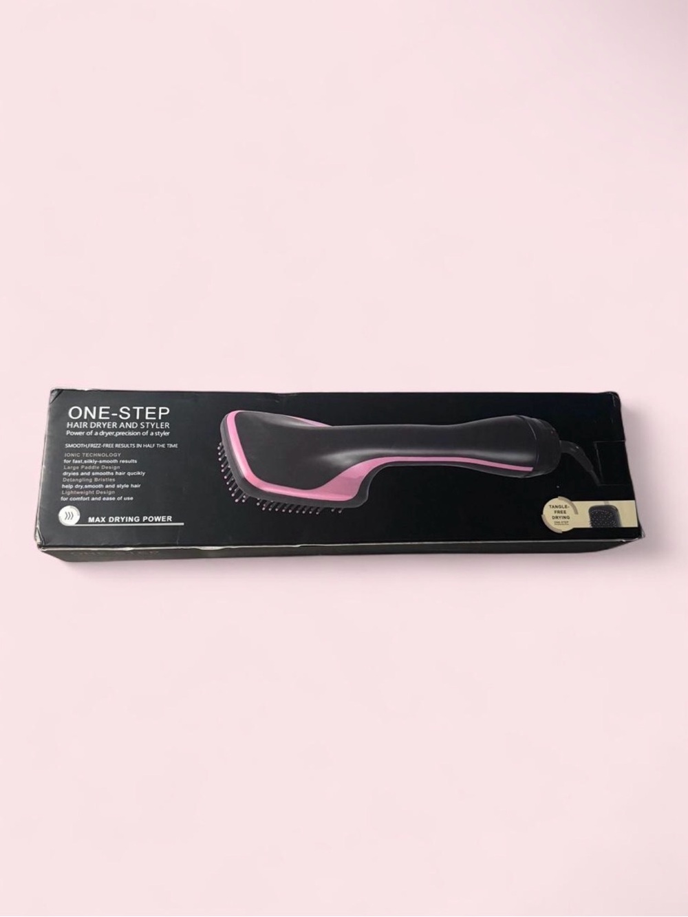 2 In 1 Multifunctional Paddle Brush Blow Dryer (Black & Pink)